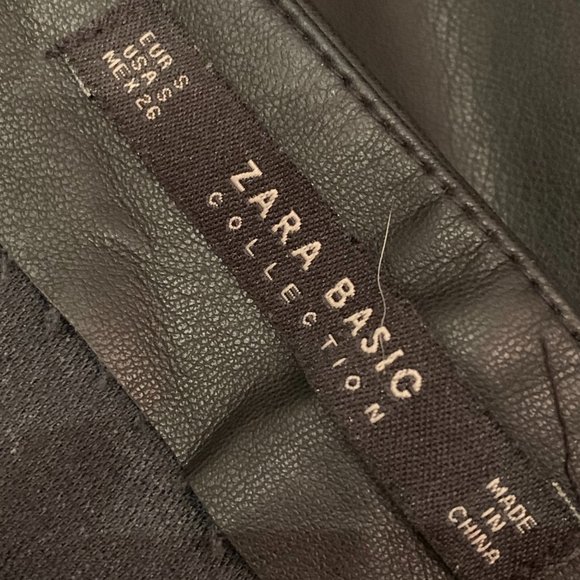 Zara, Black Leather Skirt w/ side Zip, Size Small - Picture 4 of 4